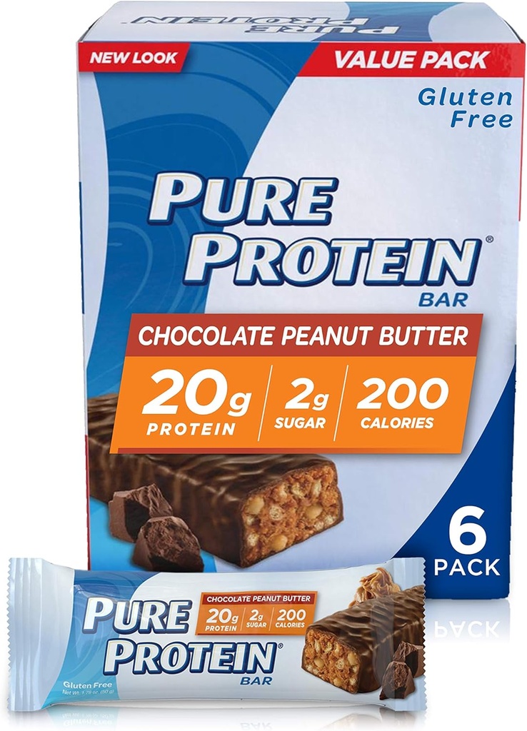 Proteine pure - High Protein Bar Chocolate Peanut Butter - Barre Proteine--20 Grammi di Proteine per Bar--Gluten Free--6-1.76-Ounce Bar