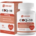 OMOGS CoQ10 400mg Softgels, Coenzyme Q10 Integratori ad alto assorbimento supportano la salute cardiaca, la salute cardiovascolare, il sistema immunitario e la produzione di energia cellulare, senza glutine, 90 Softgels