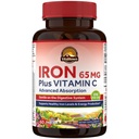 Vitalitown Iron Supplemento per gli uomini delle donne, Hign Potency 65mg Iron con vitamina C 250mg, Meno costipante, Meglio per la costruzione del sangue e il miglioramento dell'energia, No Gluten, Non OGM 60 Vegan Iron Pills