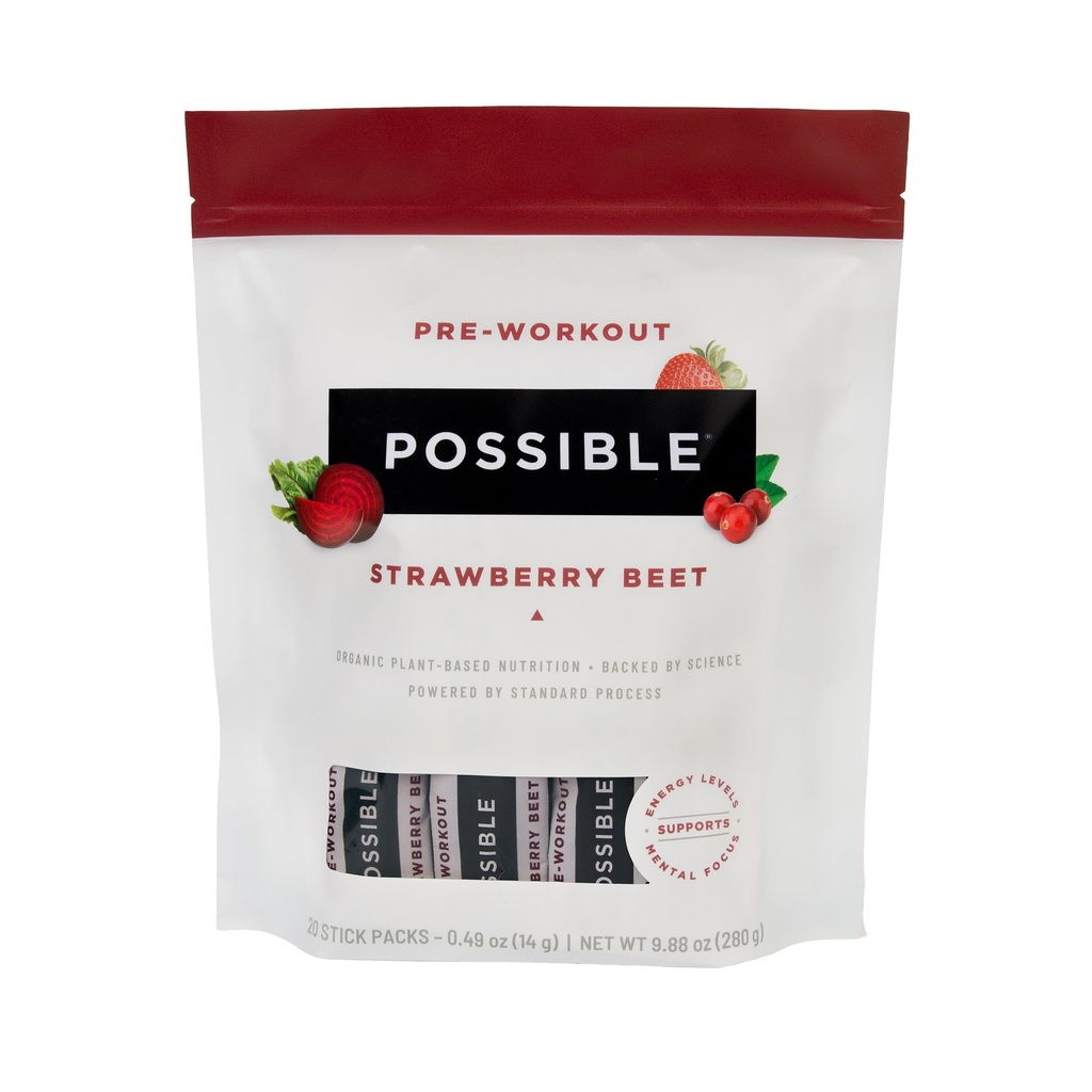 Pre-allenamento della barbabietola - aroma di barbabietola di fragola - selezioni personalizzate - contiene B-Vitamins e Estratto di caffeina di tè verde - Fonte di nitrati - 1 borsa, 20 pacchetti Stick