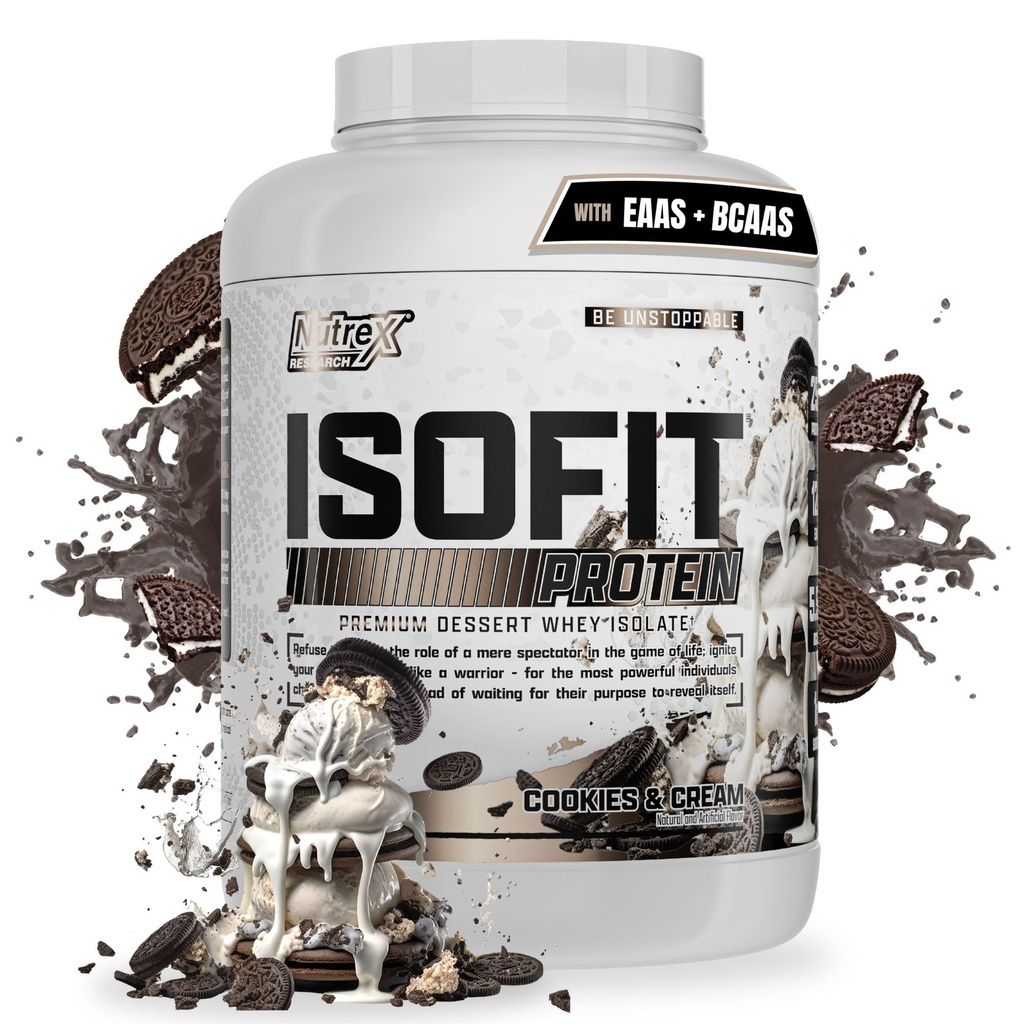 IsoFit polvere di proteine del siero di latte istantaneo 100% isolato di proteine del siero di latte (70 porzioni, biscotti e crema)