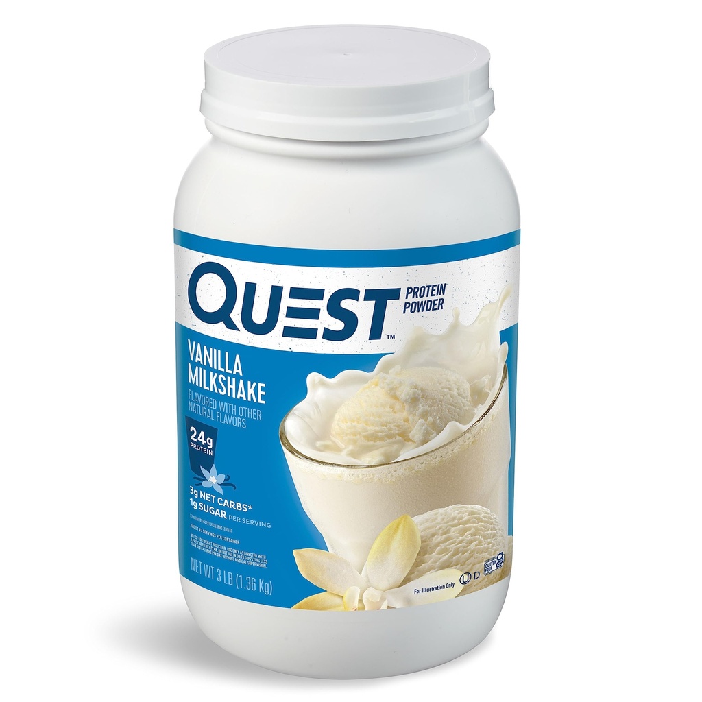 Quest Nutrition Vanilla Milkshake Protein Powder, 24g di Protein, 1g di Zucchero, Carbo basso, Gluten Free, 3 Pound, 43 porzioni