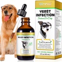 Trattamento di infezione del lievito del cane, Trattamento naturale di infezione del lievito per cani, Supporta il trattamento di infezione dell'orecchio del cane e l'allergia Itch Relief, riduce l'infiammazione, il cappotto di ingrandimento & pelle, il sapore di bacon, 2 Fl Oz