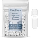 PureCaps USA - Empty Vegetariano Vegan Pullulan Pillole Capsule Dimensioni 000 | 1.000 Pillole Separate| Clear| Non OGM Certificato | SLS, Gluten, Preservative Free