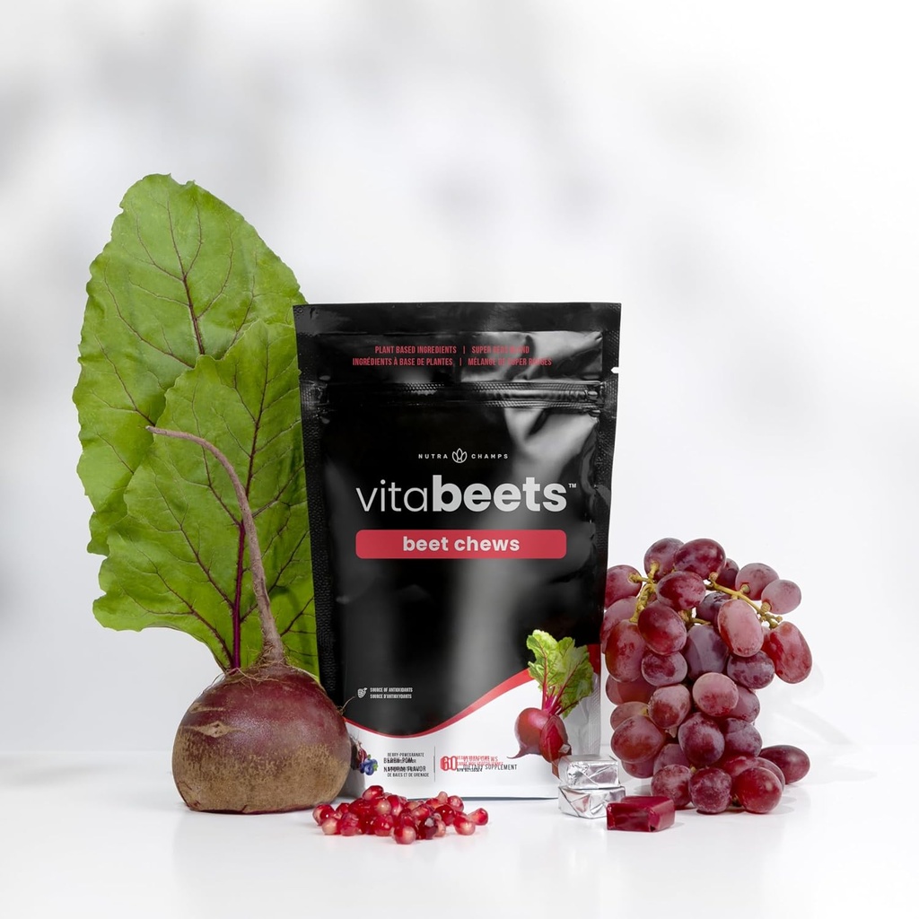 NutraChamps Beet Chews - Potent 750mg Beet Root Extract - Heart Chews - Integratore di supporto per flusso sanguigno e Circolazione - Super Reds Blend - Root Gummies alternativa - 60 Soft Chew