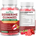 Premium Berberine Gummies, 2000mg High Potency Berberine HCI Supplemento, oltre Ceylon Cinnamon, cardo per donne e uomini, sistema immunitario e supporto metabolismo - 60 Gummies