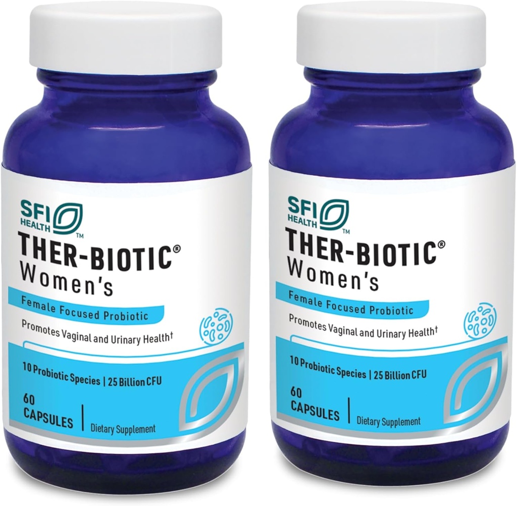 Klaire Labs SFI Health Ther-Biotic Women's - Probiotici vaginali per le donne - Supporto sano acido Vaginal pH Balance & Comfort - 25b CFU Lactobacillus & Bifidobacterium (60 capsule, 2 Pack)