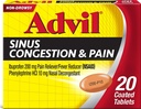 Advil Sinus Congestion and Pain, Sinus Relief Medicine, Pain Reliever e Fever Riduttore con Ibuprofene e Phenylephrine HCl - 20 compresse rivestite