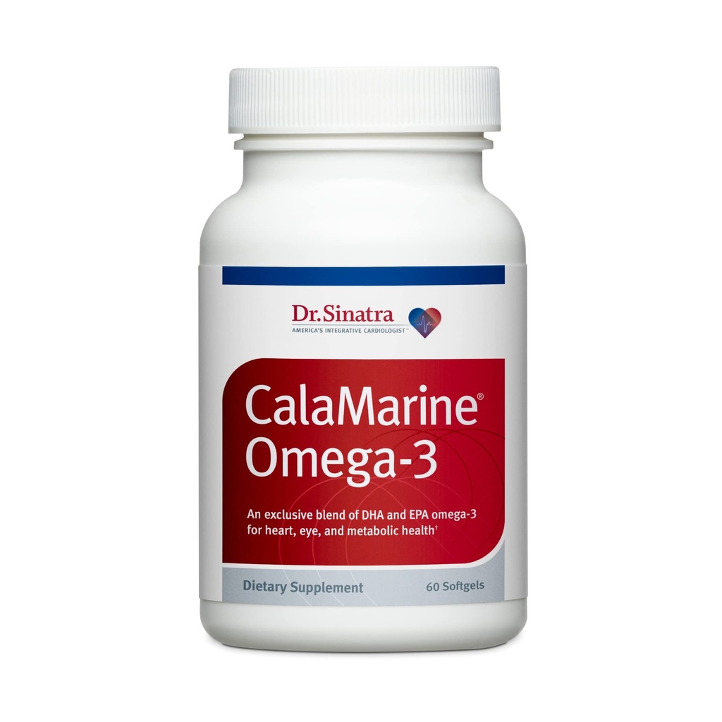 Dr. Sinatra CalaMarine Omega-3 Supplemento con DHA e EPA, Grado clinico per cervello, cuore e salute degli occhi, 60 Softgels