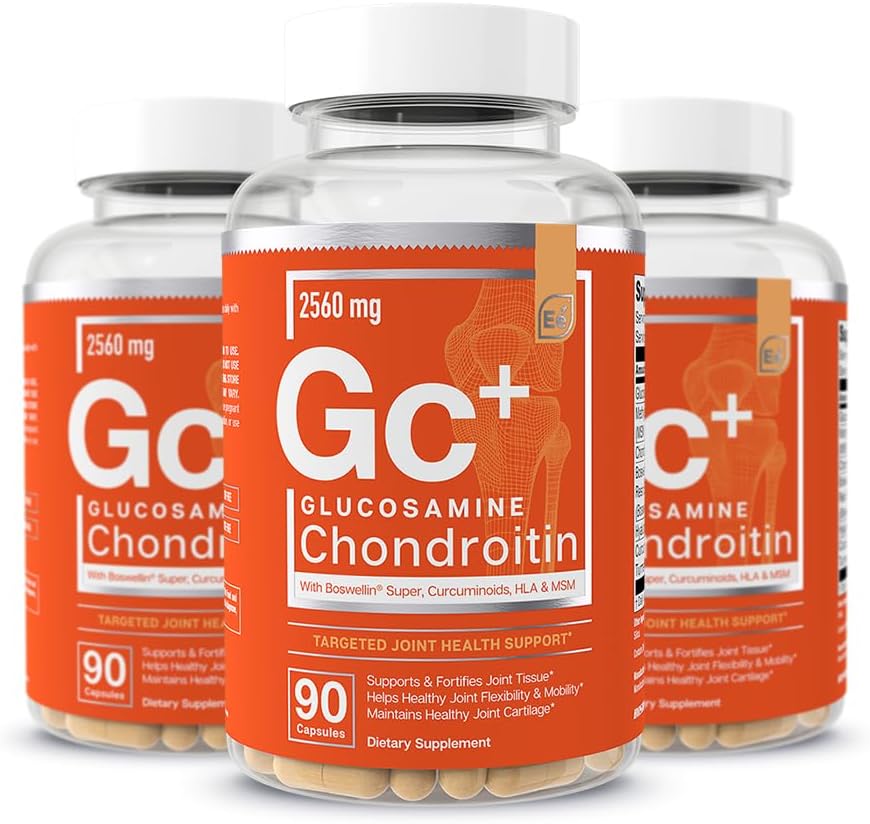 Elementi essenziali Glucosamina Condroitina MSM Boswellia Serrata Acido Ialuronico Integratore Unico Supporto Antiossidante Integratore per Flessibilità - 270 Capsule (3 Confezione)