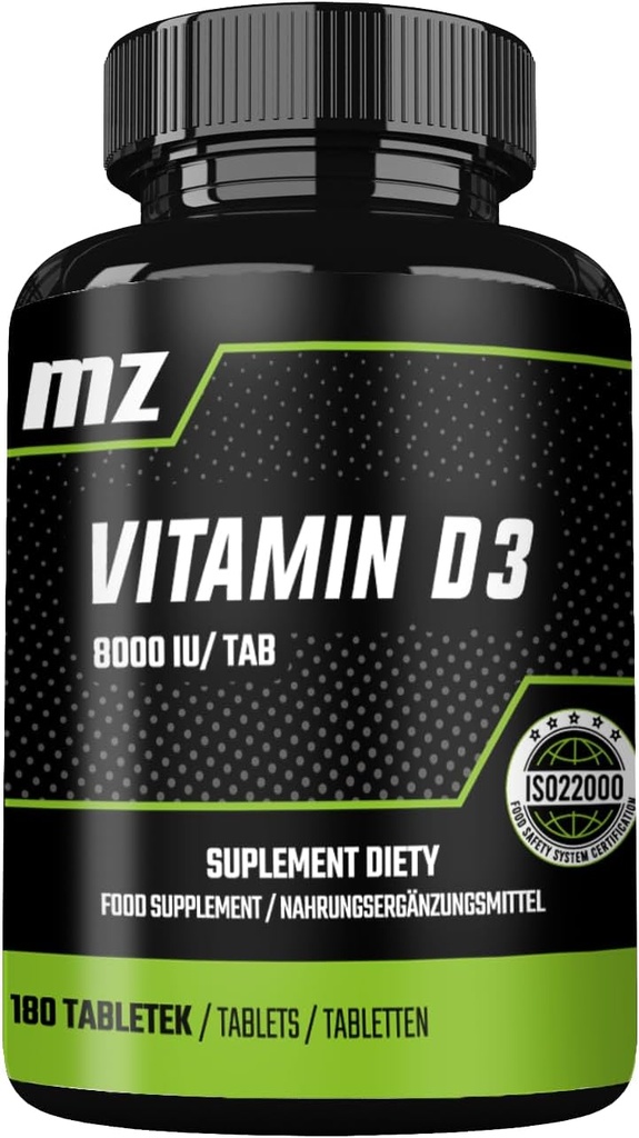 Vitamina D3 2000 IU in una Tablet - 180 Compresse - Dura per 720 Serve - Supporta Calcium Balance & Bone Salute - Integratore alimentare di MZ