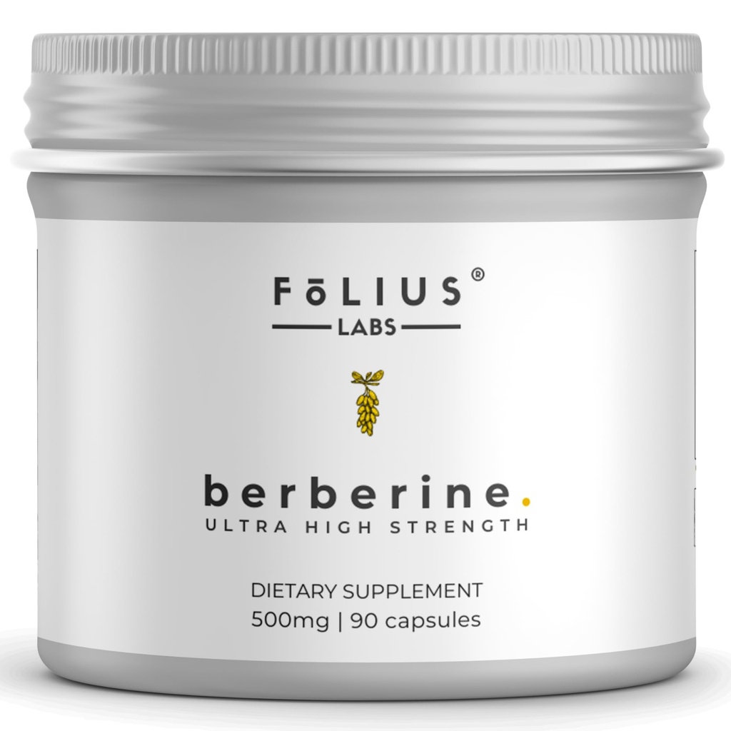 Etichetta pulita Berberina HCl 97% - Studi clinici Ultra High Strength Pure Berberine 500mg Supplemento - Gluten-Free - 90 capsule