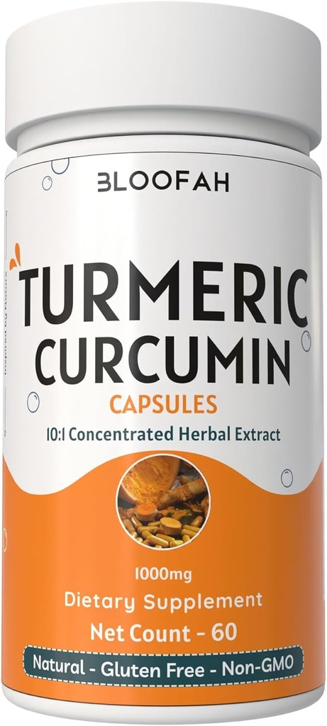 Capsule erboriche 500mg | Curcuma Longa 10:1 Extract & Powder | Estratto di pepe nero 5% per assorbimento potenziato | Supplemento di erbe | Non OGM, Senza glutine (60 conteggio (Pack of 1))
