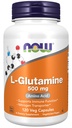 NOW Integratori alimentari, L-Glutamina 500 mg, Trasporto di azoto*, Aminoacido, 120 capsule di veg