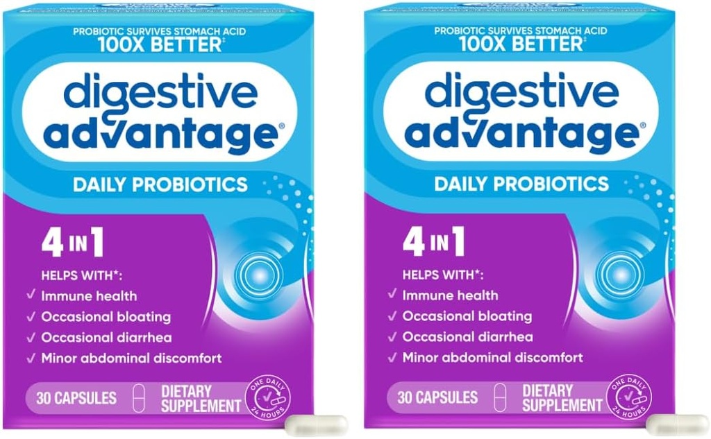 Vantaggio digestivo Probiotico giornaliero, 30 capsule (Pack of 2)