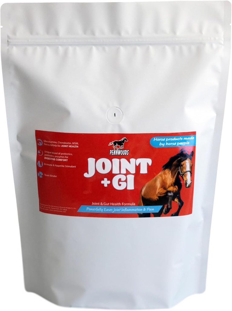 Congiunto di legno + GI: Miscela di supplemento di cavallo avanzato per Joint & Gut Health, con Glucosamina, Condroitina, MSM, Probiotici, Enzima digestivo, Immune & Appetite Boost, 5lb Bag