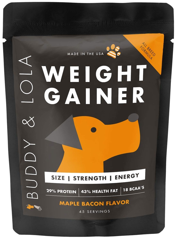 Buddy & Lola Dog Weight Gainer - Supplemento di cane per il guadagno di peso - Polvere Protien del cane per Max Muscle Builder, supplemento di alta calorie per tutti i cani e le razze inc Bully. Pro Food Topper - Made in Italy