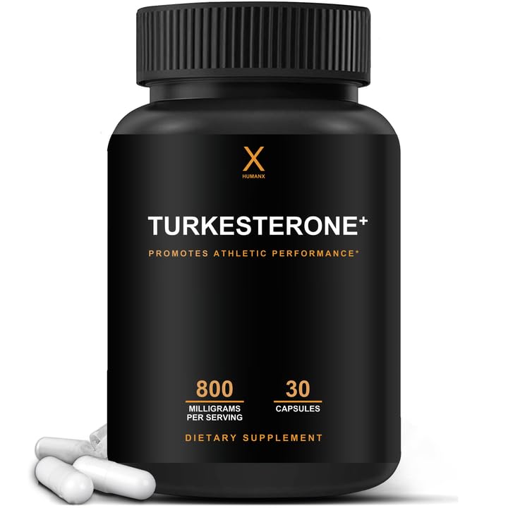 HUMANX Turkesterone+ 800mg - Stati Uniti d'America Terza Parte testata (Similar a Ecdysterone) per lo sviluppo muscolare e prestazioni atletiche dinamiche - anabolizzanti naturali - Non OGM, Vegan - Supplemento Turkesterone