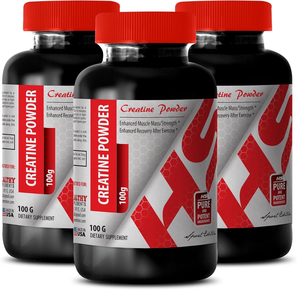 Body Builder per gli uomini - CREATINE Powder 100G - Creatina Bulk - 3 Bottiglia (Powder)