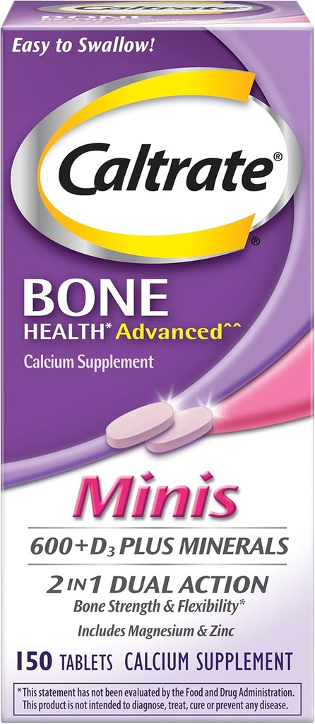 Caltrate Calcium & Vitamina D3 Supplemento più minerali Mini compresse, 150 ea (Pack of 4)