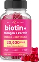 NutraChamps Hair Skin & Nails Gummies | Biotina con Collagen & Keratin | 5000mcg Biotin Beauty Complex | Integratore di Vitamina per Donne & Uomini | Berry | Capelli Sani, Pelle Radiante & Grandi Unghie