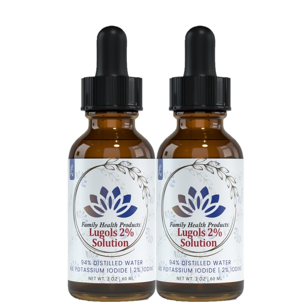 Lugols Iodine Solution 2% 2 fl oz Liquid Drops| Potassium Iodide Solution 2 Percentuale gocce di iodio| 1200 gocce liquide di prodotti per la salute della famiglia