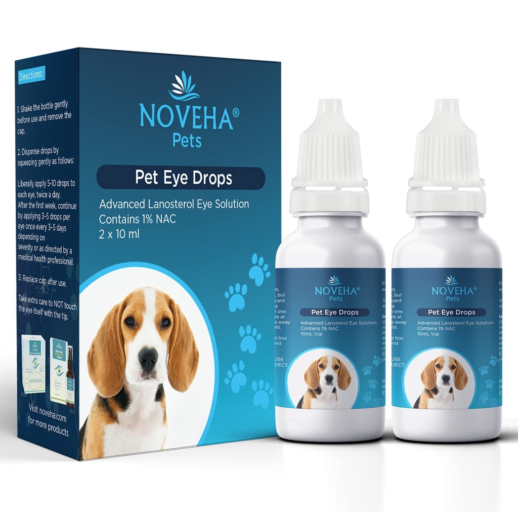 NOVEHA Pet Drops | Soluzione avanzata Lanosterol + NAC (2 x 10 mL)