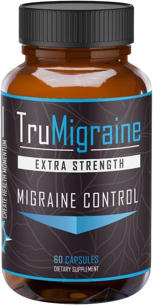 TruMigraine Relief & Prevention | Tutti gli integratori naturali di emicrania per il sollievo di mal di testa | Ingredienti: Riboflavin, Feverfew, Paraben Free Butterbur, & Ginkgo Biloba | 60 capsule di verdure,