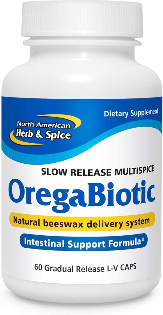 North American Herb & Spice OregaBiotic - 60 Capsule - Immune System & Digestive Support - Hair, Skin & Nail Health - Olio di semi neri, Olio di cumino, Olio di origano, Olio di salvia - Non-GMO - 30 Total Servings