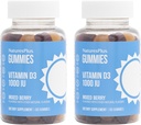 NaturesPlus Gummies Vitamina D3 1000 IU, Bacca Mista - 60 Gummies, Confezione da 2 - Promuove la Salute e la Funzione Immune - Vegan, Gluten Free, Non-GMO - 120 Serve Totali