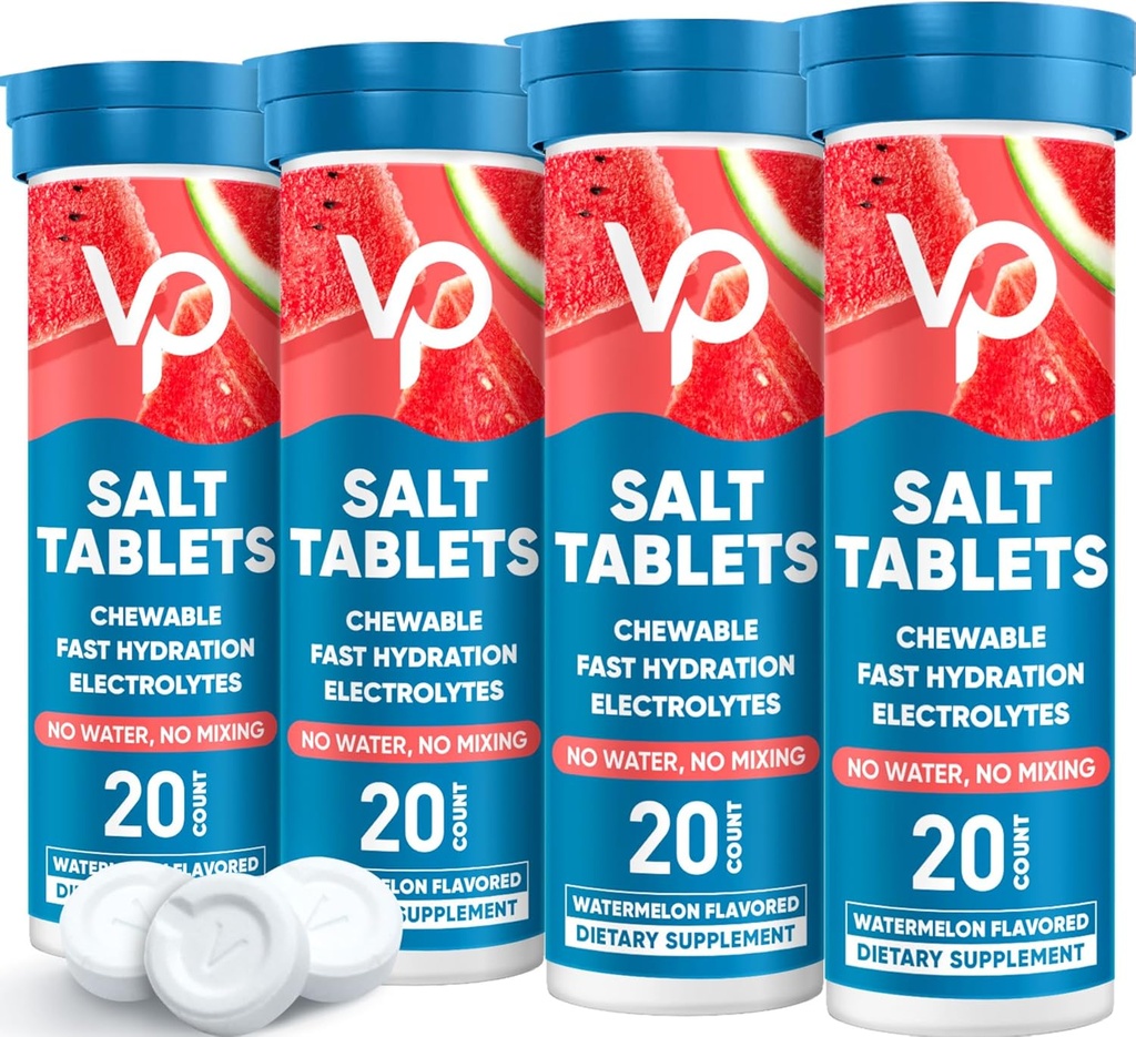 Compresse elettrolitiche da cucire per pallets, tavolini da sale senza zucchero 80 Count Fast-Dissolve - Variety Pack per rapida idratazione, corsa all'aperto, escursionismo, sport | Keto & Vegan Friendly | 4 Pack