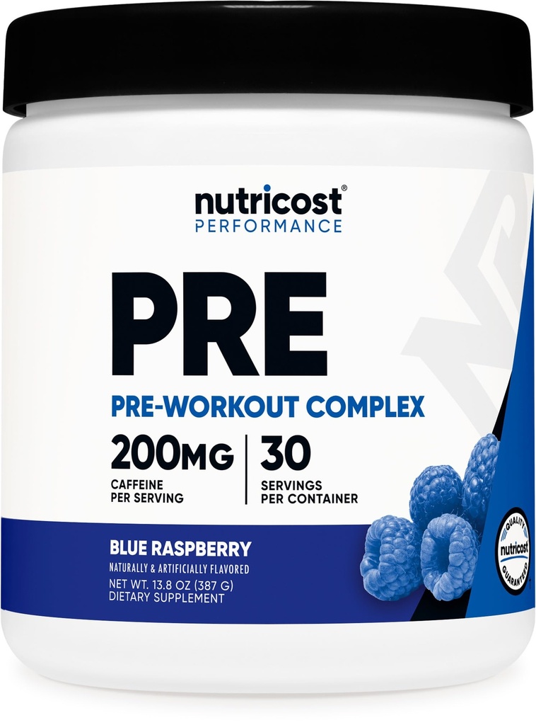 Nutricost Pre-Workout Complex Powder (30 Serve, Blue Raspberry) - Supplemento pre-allenamento con Beta-Alanina, Taurina e Aminoacidi