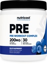 Nutricost Pre-Workout Complex Powder (30 Serve, Blue Raspberry) - Supplemento pre-allenamento con Beta-Alanina, Taurina e Aminoacidi