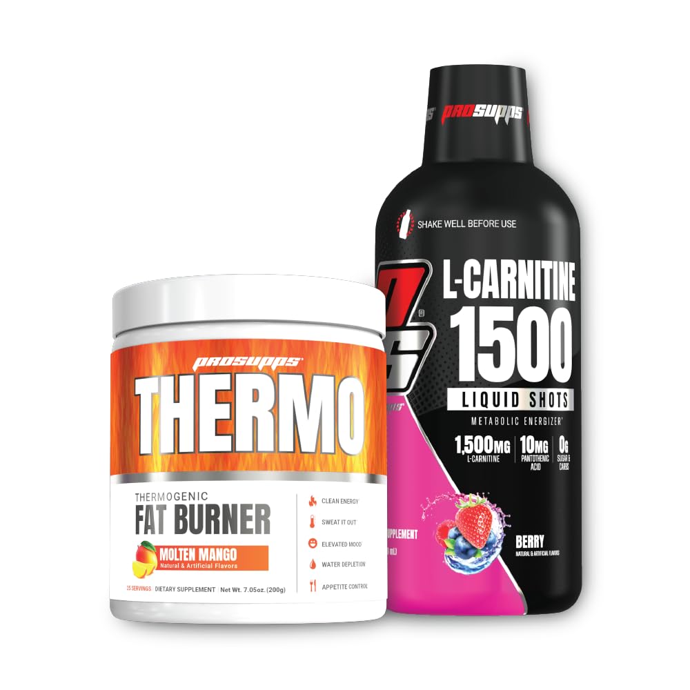 PROSUPPS Thermo Fat Burning Thermogenic Powder Molten Mango e 1500 L-Carnitine Berry - Gestione del peso e Pre allenamento - Energia, Mood, Appetite Control