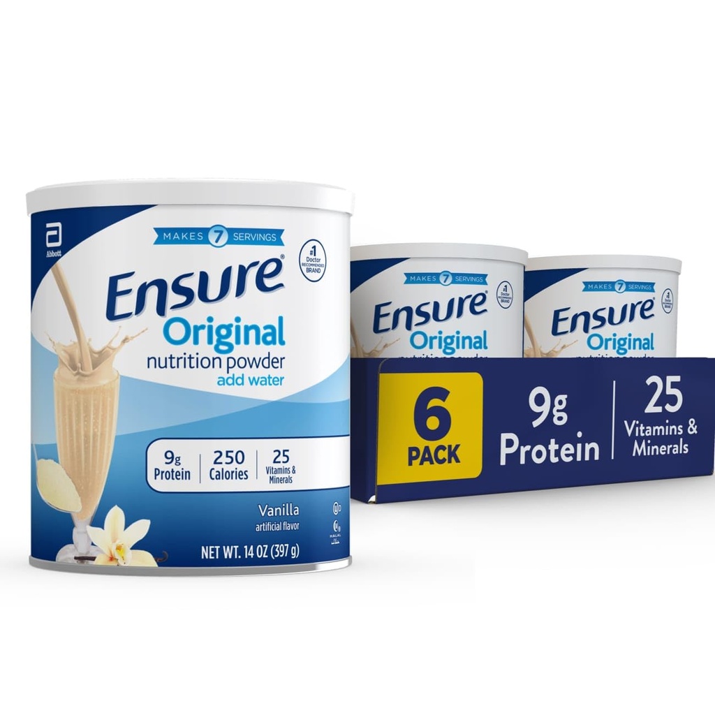 Assicurare la polvere originale di Vanilla Nutrition | Polvere di proteina di Vanilla | Miscela di Shake Piccola Sostituzione di Pasto | 8g Protein, 24 Vitamine & Minerali | Salute Immune | 14.1 oz - 6 pack