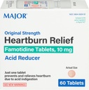 Rilievo di bruciore di rinforzo originale maggiore - compresse di Famotidina, 10 mg - Riduttore di acido - 60 compresse
