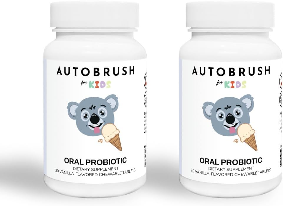 autobrush Kids Oral-Care Slow Dissolve Probiotic Tablets | Integratori dentali | Teeth e Gums più sani | Biome| 30 Count (Vanilla) (2)