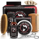 Regali di papà di giorno, Kit del cuscinetto per gli uomini, Crescita del cuscinetto e Kit di ginestra w/orso dell'olio della barba Cuscinetto del cuscinetto della spazzola del cuscinetto Forbici, Regali di compleanno per gli uomini Marito Lui nonno Ragazzo Fratello