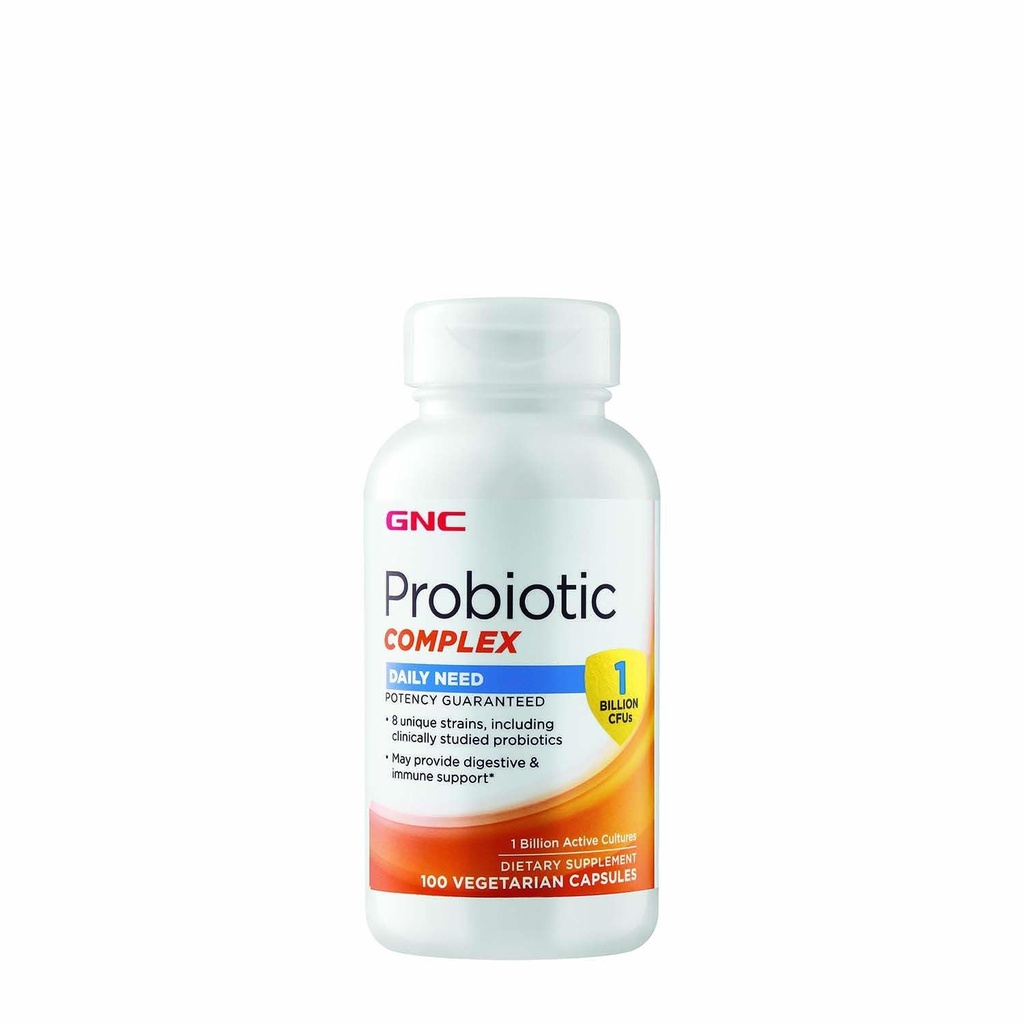 GNC Probiotic Complex Daily Need Supplement, Fornisce supporto Digestivo e Immune, 1 miliardo di CFU, 100 capsule vegetariane, 100 Serve