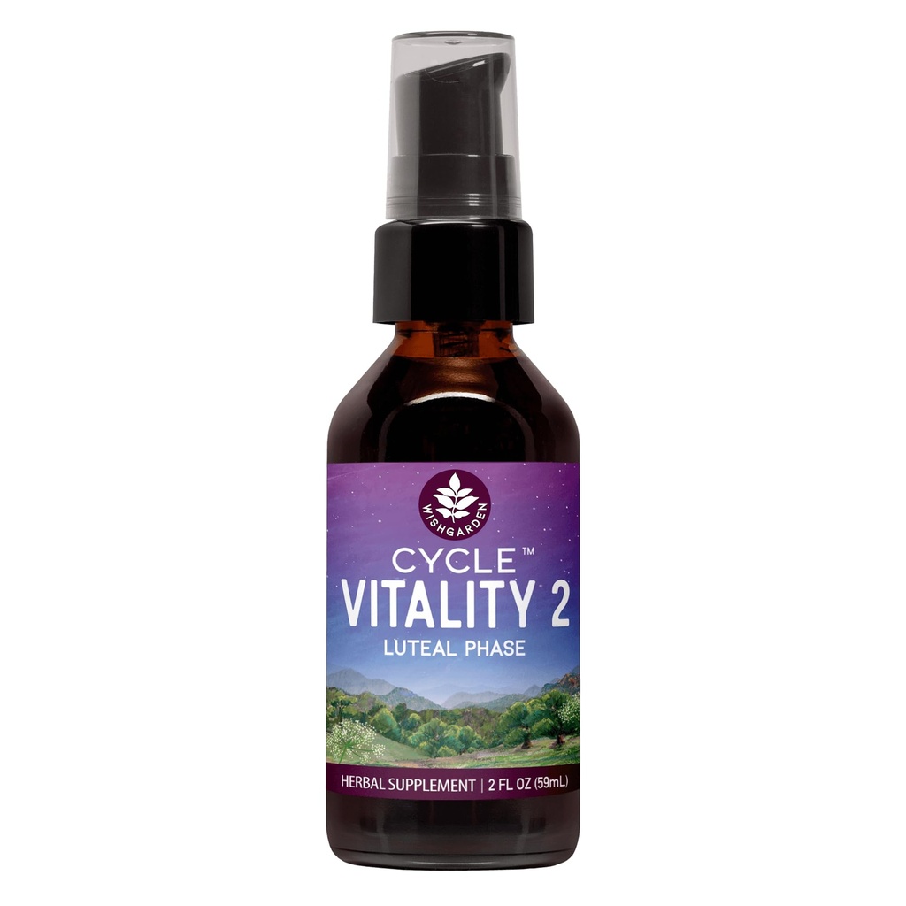 WishGarden Herbs Cycle Vitality 2 Fase Luteal - Integratore di Progesterone basato sulle piante con Yam Selvatico & Vitex Chasteberry Supporta Cicli mestruali sani, Fertilità e livelli di Progesterone sani, 2oz
