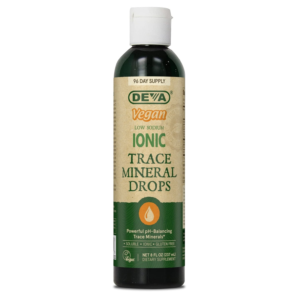 DEVA Vegan Ionic Trace Mineral Drops, Basso Sodio, pH Balancing, 96-Day Supply, 8 Fl Oz