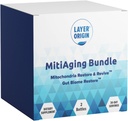 Layer Origin MitiAging Bundle, Anti-Aging 2-Bottle Pack: Gut Biome Restore e Mitochondria Revive - Boost Cellular Health Naturalmente, 30 giorni di alimentazione