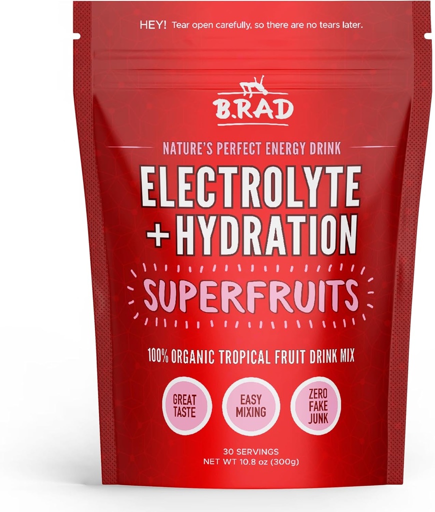 B.rad Superfruits Hydration & Electrolyte Beverage | La bevanda di energia perfetta della natura | Polvere tropicale di frutta ad alto contenuto di antiossidante congelata