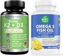 K2+D3 con Bioperine Plus Calcium Omega 3 Fish Oil sono più efficaci insieme per sostenere la salute di cuore e ossa, articolazioni e cervello