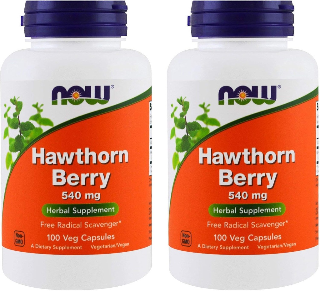 NOW Foods Hawthorn Berry 540 mg, 100 capsule di veg (Pack of 2)