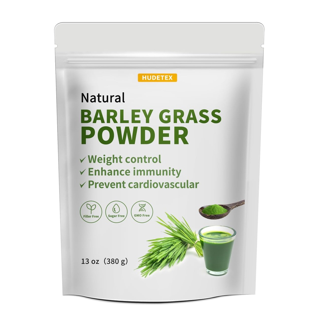 Polvere di succo di erba di orzo 13 oz - polvere di Wheatgrass puro al 100%, supporta la funzione cardiovascolare, fegato e digestivo, Vegan, No Maltodextrin & Sugar.