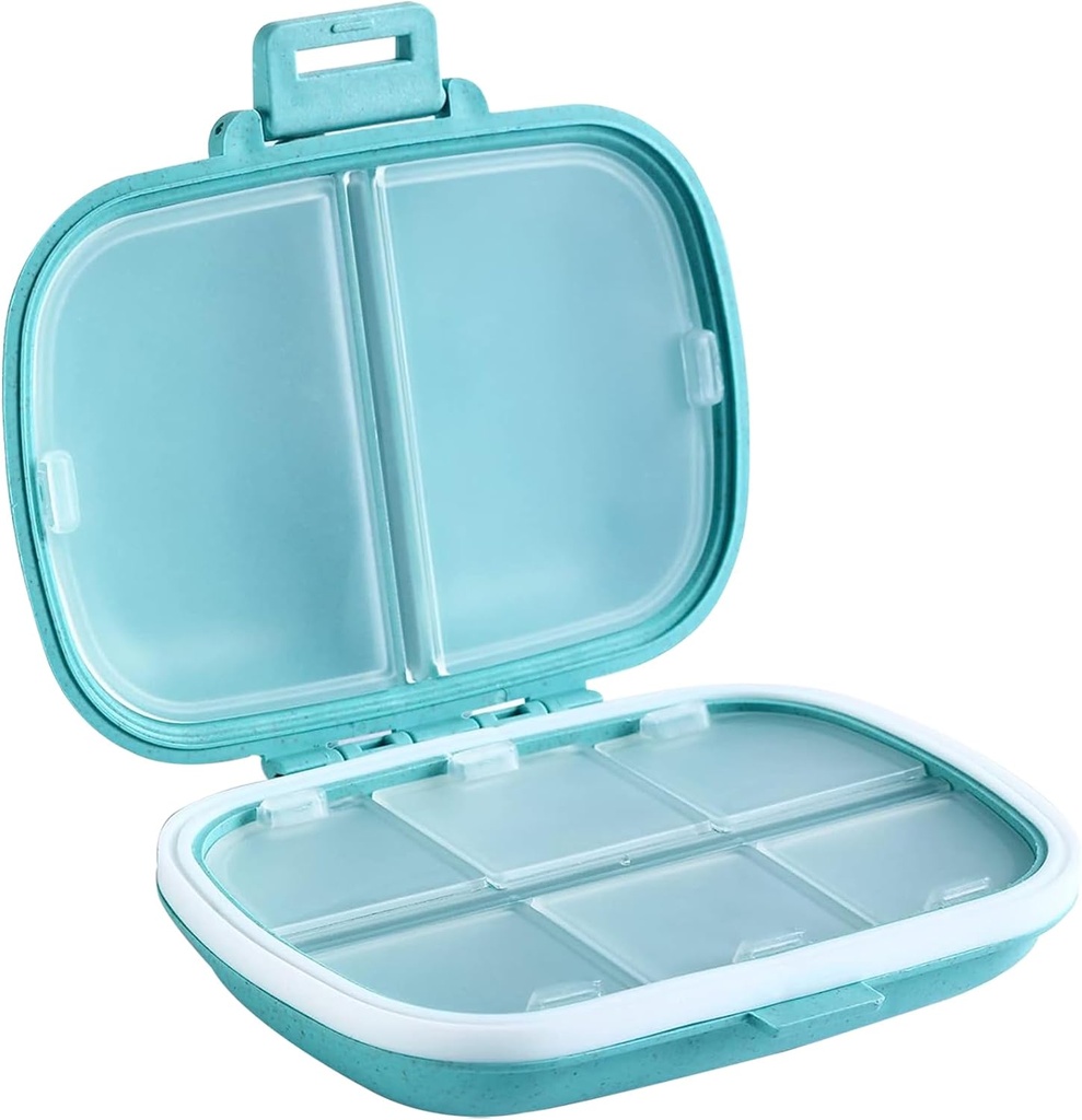 Holii Travel Pill Organizer, 8 scomparti Portable Pill Case, Daily Pill Box per mantenere le vitamine, Piccolo contenitore di pillole per Pocket Purse Medicine Organizer(Blue)