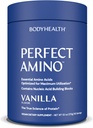 BodyHealth PerfectAmino Powder - BCAA e EAA Polvere per pre e post allenamento - Aminoacido Energy Drink per gli uomini e le donne per sostenere muscolare magra e recupero - Vanilla - 60 Serve