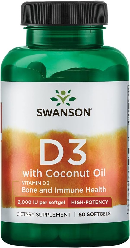 Swanson vitamina D-3 con olio di cocco 60 Sgels