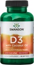Swanson vitamina D-3 con olio di cocco 60 Sgels